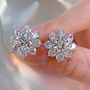 Certified 1ct. t.w. Diamond Elegant Flower Stud Earrings VVS1 GRA Certified